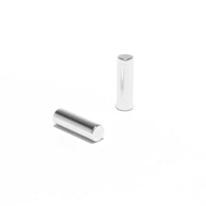 Round Circular Cylinder Rod Neodymium magnet with dimensions 3mm x 10mm, grade N42 , featuring a nickel-copper-nickel coating and an 0.35 KG pull force, commonly used in DIY, crafts, furniture design, fixings, kitchen design, sale display units, scale models, lock mechanisms, science experiments, computing and many more.