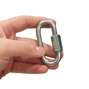 Heavy-duty stainless steel carabiner with screw gate and captive bar perfect for magnet fishing