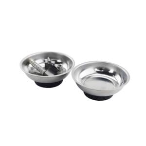Magnetic stainless steel dish comes with a magnetic centre and is perfect for storing nuts, bolts and other small ferrous items.
