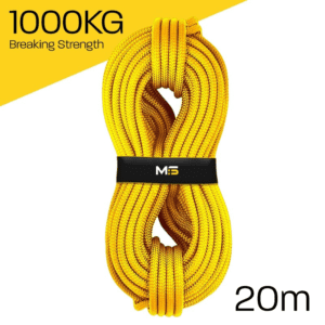 Braid on braid 20mm yellow rope with a strength of 1000KG, commonly used in magnet fishing.
