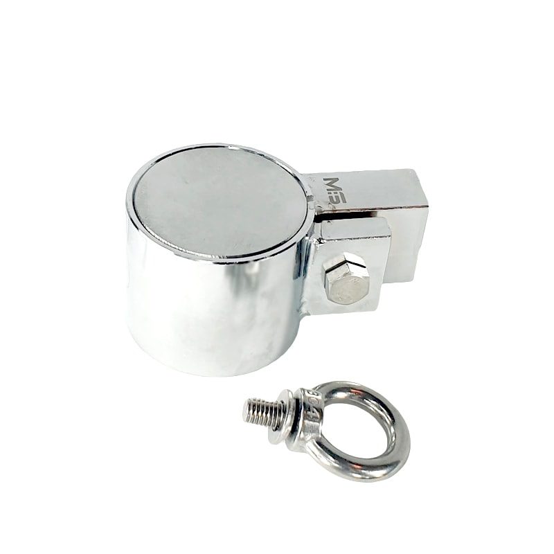 Heavy-duty fishing magnet brand Magnet Store 550 Pro Clamp featuring a nickel-copper-nickel coating and an 1,100KG pull force, commonly used in for retrieving items from bodies of water such as canals and rivers.