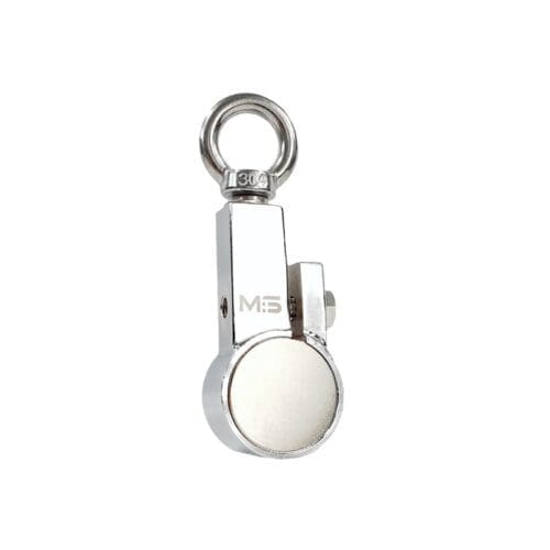 Heavy-duty fishing magnet brand Magnet Store 110 Pro Clamp featuring a nickel-copper-nickel coating and an 220KG pull force, commonly used in for retrieving items from bodies of water such as canals and rivers.