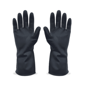 Black waterproof magnet fishing gloves which can protect hands from abrasion when retrieving objects from the water.