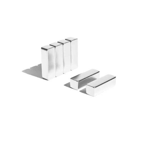 Rectangular Block Neodymium magnet with dimensions 12mm x 4mm x 3.5mm, grade N42, featuring a nickel-copper-nickel coating and an 1.57KG pull force, commonly used in industrial applications, electronics, and hobby projects.