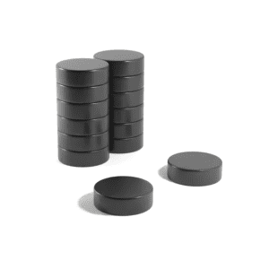 Black Round Circular Disc Epoxy Neodymium magnet with dimensions 8mm x 5mm, grade N42 , featuring a nickel-copper-nickel coating and an 2.07KG pull force, commonly used for DIY, crafts, woodworking, furniture making, manufacturing and science experiments.