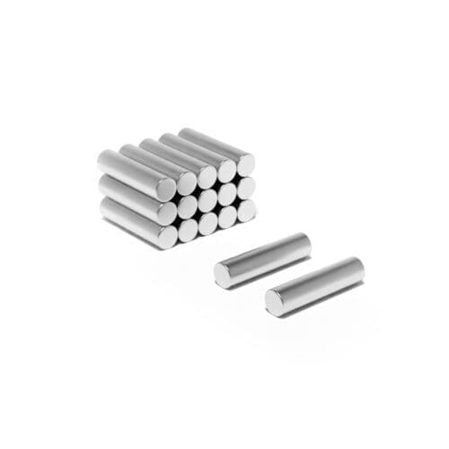 Round Circular Cylinder Rod Alnico magnet with dimensions 5mm x 18mm, Alnico 5 , featuring a Aluminium, Nickel and Cobalt coating and an 0.38KG pull force, commonly used in resisting demagnetisation forces such as heat, kinetic force and magnetic pulses. 