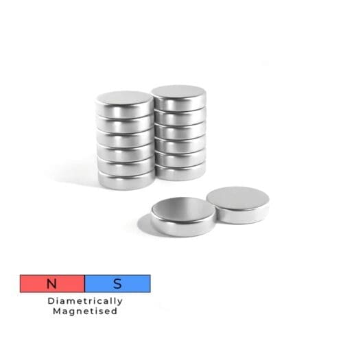 Round Circular Disc Neodymium magnet with dimensions 6mm x 3mm Disc Diametrically, grade N52 , featuring a nickel-copper-nickel coating and an 0.31KG pull force, commonly used in industries like engineering, manufacturing and packaging for their strong magnetic properties. They are also often used in theatre design, model making, exhibition design and furniture making.