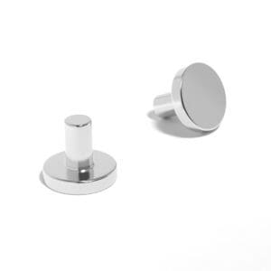 Top Hat shaped magnets with a wide flat base and a narrow top the dimensions OD15mm x ID6mm x T13mm, grade N52 , featuring a nickel-copper-nickel coating and an 2.8KG pull force, commonly used in DIY, crafts, electric motor, closures and fasteners, speakers, science and levitation experiments, separating and moving contaminants, and many more.