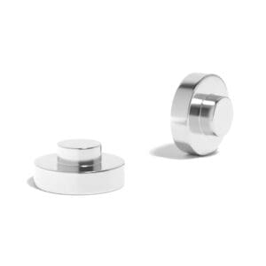 Top Hat shaped magnets with a wide flat base and a narrow top the dimensions OD20mm x ID10mm x T10mm, grade N52 , featuring a nickel-copper-nickel coating and an 11.2KG pull force, commonly used in DIY, crafts, electric motor, closures and fasteners, speakers, science and levitation experiments, separating and moving contaminants, and many more.
