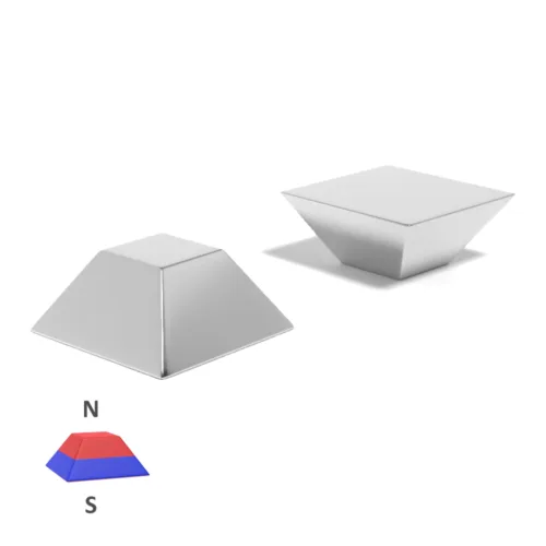 Triangular Pyramid Neodymium magnet with dimensions Base 50.8mm x Top 25.4mm x Thickness 25.4mm North, grade N52 , featuring a nickel-copper-nickel coating and an 87.24KG pull force. These magnets deliver a sharply focused magnetic field at their tip, making them perfect for specialised applications across diverse sectors including education, healthcare, and industrial manufacturing. They are indispensable for academic experiments, high-precision biological testing, and the development of non-invasive medical therapies.