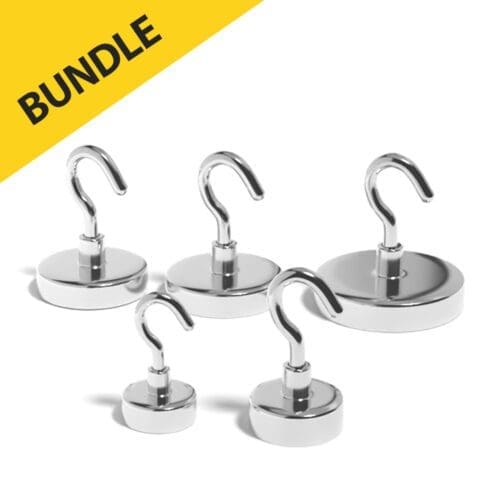 Magnetic Hooks with a flat base and metal hook , featuring a nickel-copper-nickel coating These are most commonly used for home & DIY, retail displays and industrial use. Many large corporations use hook magnets for cable management or holding things into position inside/outside large steel containers