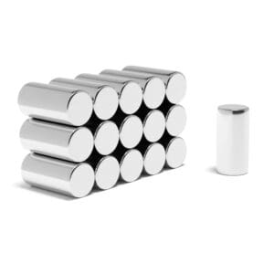 Round Circular Cylinder Rod Neodymium magnet with dimensions 10mm x 20mm, grade N38, featuring a nickel-copper-nickel coating and an 4.03KG pull force, commonly used in DIY, crafts, furniture design, fixings, kitchen design, sale display units, scale models, lock mechanisms, science experiments, computing and many more.