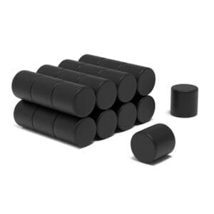 15mm x 15mm Neodymium Cylinder Magnet Black Epoxy N52 (11.88KG Pull)
