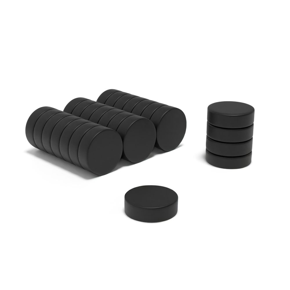 Round Circular PTFE coated Neodymium Disc magnet with dimensions 16mm x 5mm, grade N54, featuring a nickel-copper-nickel coating and an 7.67KG pull force, these magnets are ideal for automotive sensors, electric motors, renewable energy solutions, audio equipment, scientific research, DIY and Crafting.