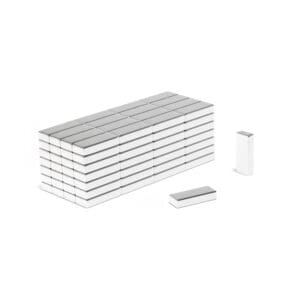 Rectangular Block Neodymium magnet with dimensions 10mm x 4mm x 2mm, grade N54, featuring a nickel-copper-nickel coating and an 0.97kg pull force, commonly used in industrial applications, electronics, and hobby projects.