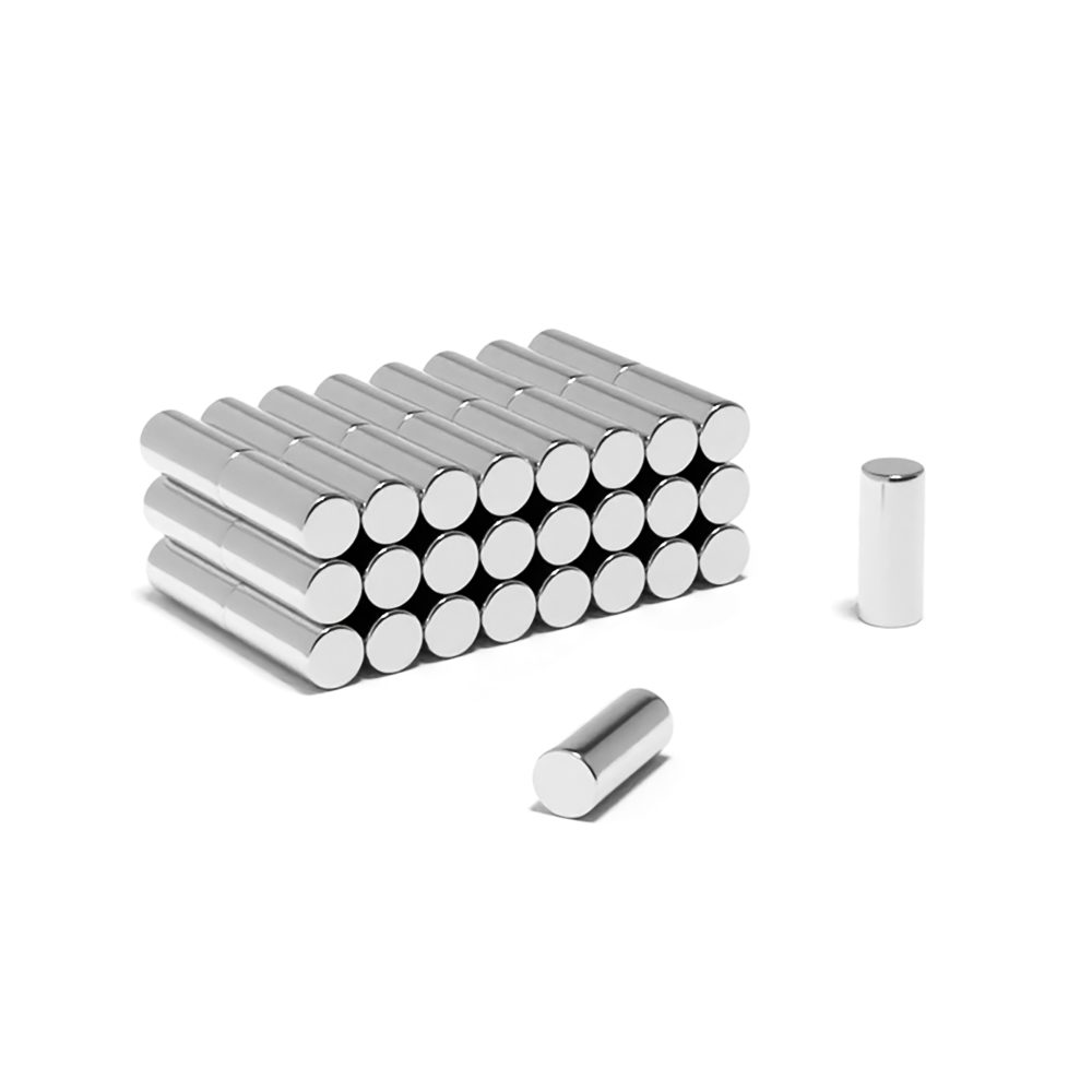 Round Circular Cylinder Rod Neodymium magnet with dimensions 5mm x 12mm, grade N38 , featuring a nickel-copper-nickel coating and an 0.96KG pull force, commonly used in DIY, crafts, furniture design, fixings, kitchen design, sale display units, scale models, lock mechanisms, science experiments, computing and many more.
