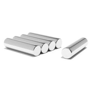 Round Circular Cylinder Rod Neodymium magnet with dimensions 10mm x 40mm, grade N52 , featuring a nickel-copper-nickel coating and an 5.82KG pull force, commonly used in DIY, crafts, furniture design, fixings, kitchen design, sale display units, scale models, lock mechanisms, science experiments, computing and many more.