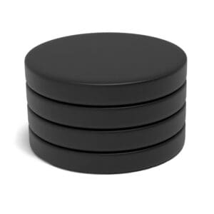 Black Round Circular Disc Epoxy Neodymium magnet with dimensions 35mm x 5mm, grade N52 , featuring a nickel-copper-nickel coating and an 16.17KG pull force, commonly used for DIY, crafts, woodworking, furniture making, manufacturing and science experiments.