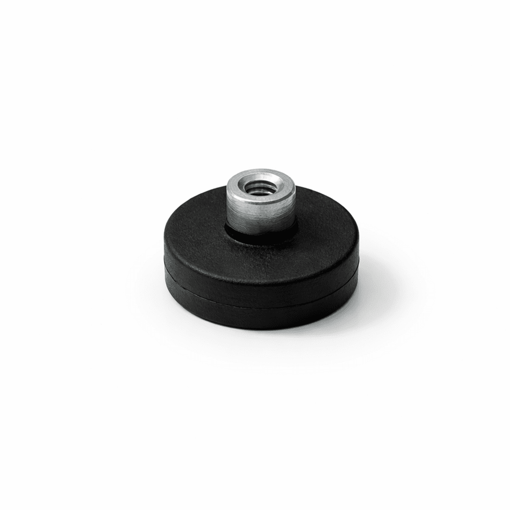 22mm x 6mm Rubber Coated Neodymium Disc Magnet with Screwed Bush (4.5KG Pull)