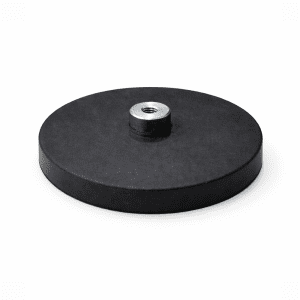 66mm x 8mm Rubber Coated Neodymium Disc Magnet with Screwed Bush (20KG Pull)