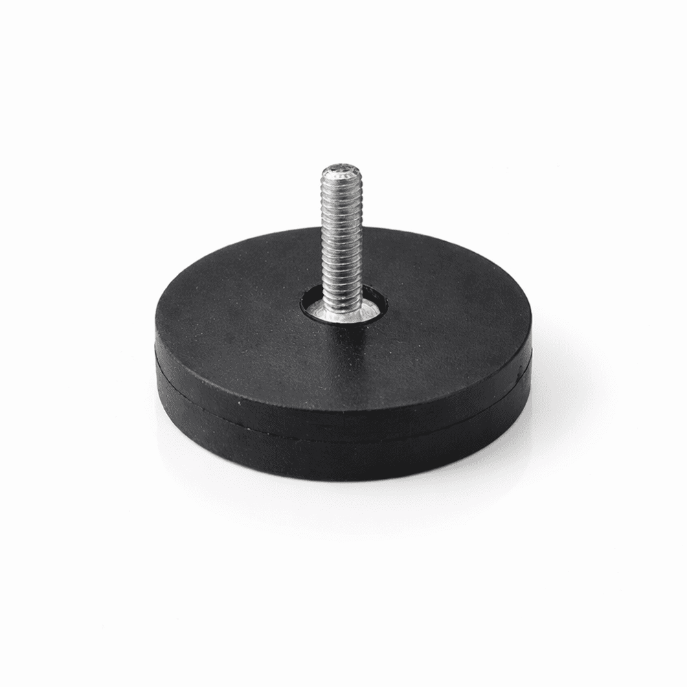 34mm x 6mm Rubber Coated Neodymium Disc Magnet with External Thread (6KG Pull)
