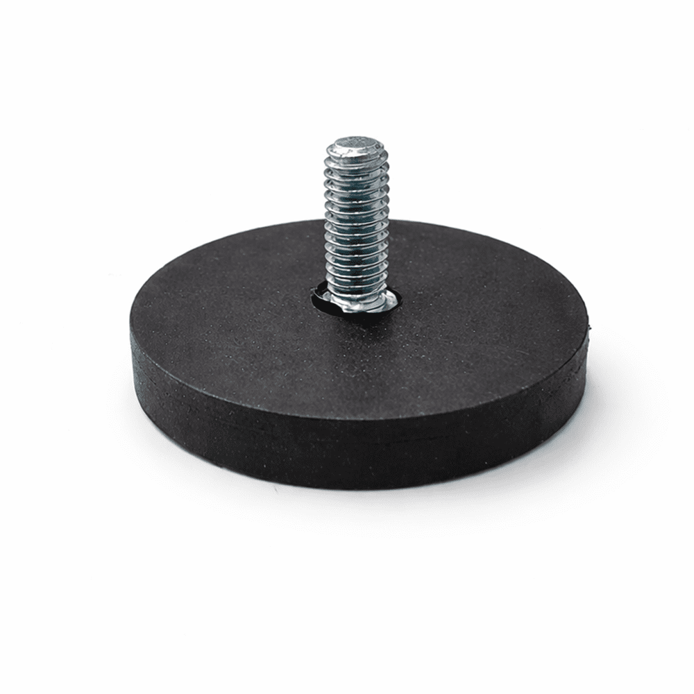 43mm x 6mm Rubber Coated Neodymium Disc Magnet with External Thread (8KG Pull)