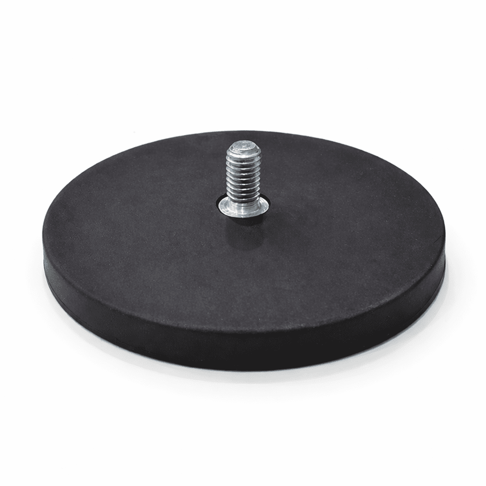 88mm x 8.5mm Rubber Coated Neodymium Disc Magnet with External Thread (42KG Pull)