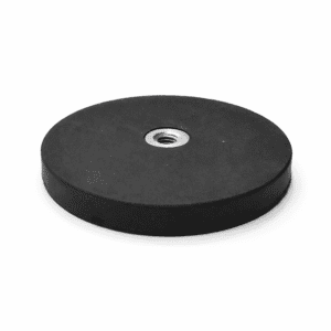66mm x 8mm Rubber Coated Neodymium Disc Magnet with Internal Thread (20KG Pull)