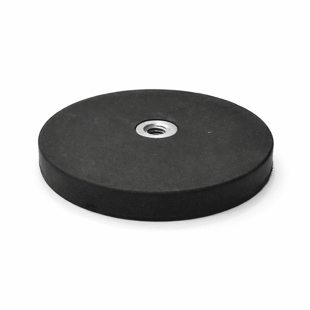 66mm x 8mm Rubber Coated Neodymium Disc Magnet with Internal Thread (20KG Pull)